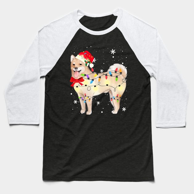 Akita Chow Dog Christmas Light Xmas Baseball T-Shirt by eldridgejacqueline